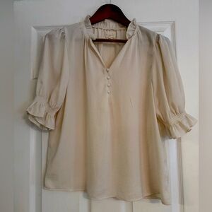 Melloday Elegant Cream Women's Top M